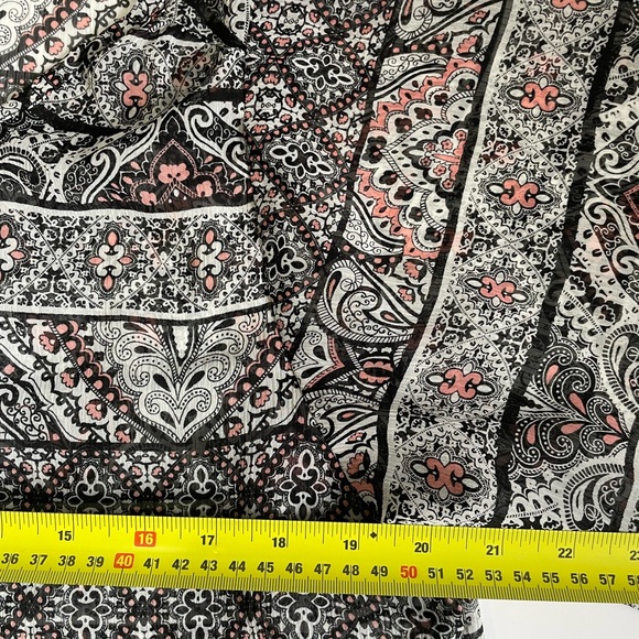 Mudd Women's Paisley Sheer Top Shirt Medium Y2K Black Soft Rose Boho Festival - Picture 11 of 16
